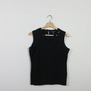 Banana Republic Womens Lambs Wool Cashmere Black Embellished Sweater Tank S 126